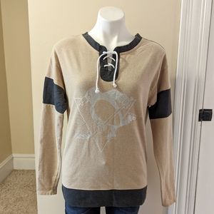 Pittsburgh Penguins tan, black and silver laced sweat shirt size small